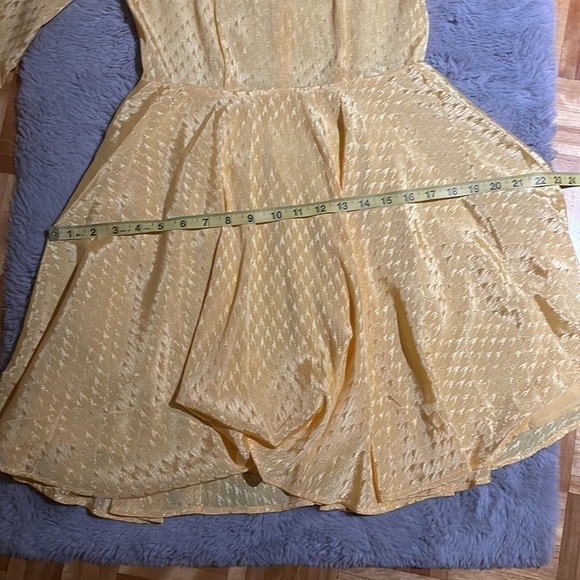 Maje Paris yellow jacquard textured yellow satin skater dress EU 36 - Picture 14 of 16